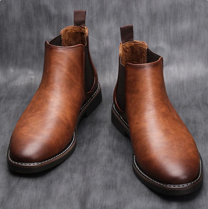 Classic Mens Brown Leather Boot Daily Shoes