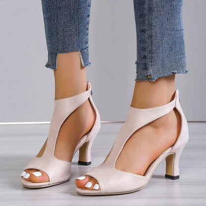 Comfortable Leather High Heel Shoes