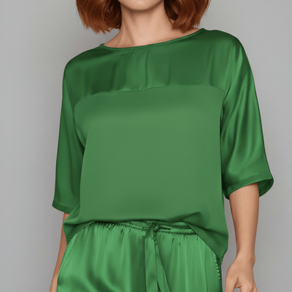 Comfortable Satin Top and Loose Fit Pants Set