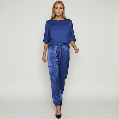 Comfortable Satin Top and Loose Fit Pants Set