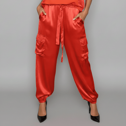 Comfortable Satin Top and Loose Fit Pants Set