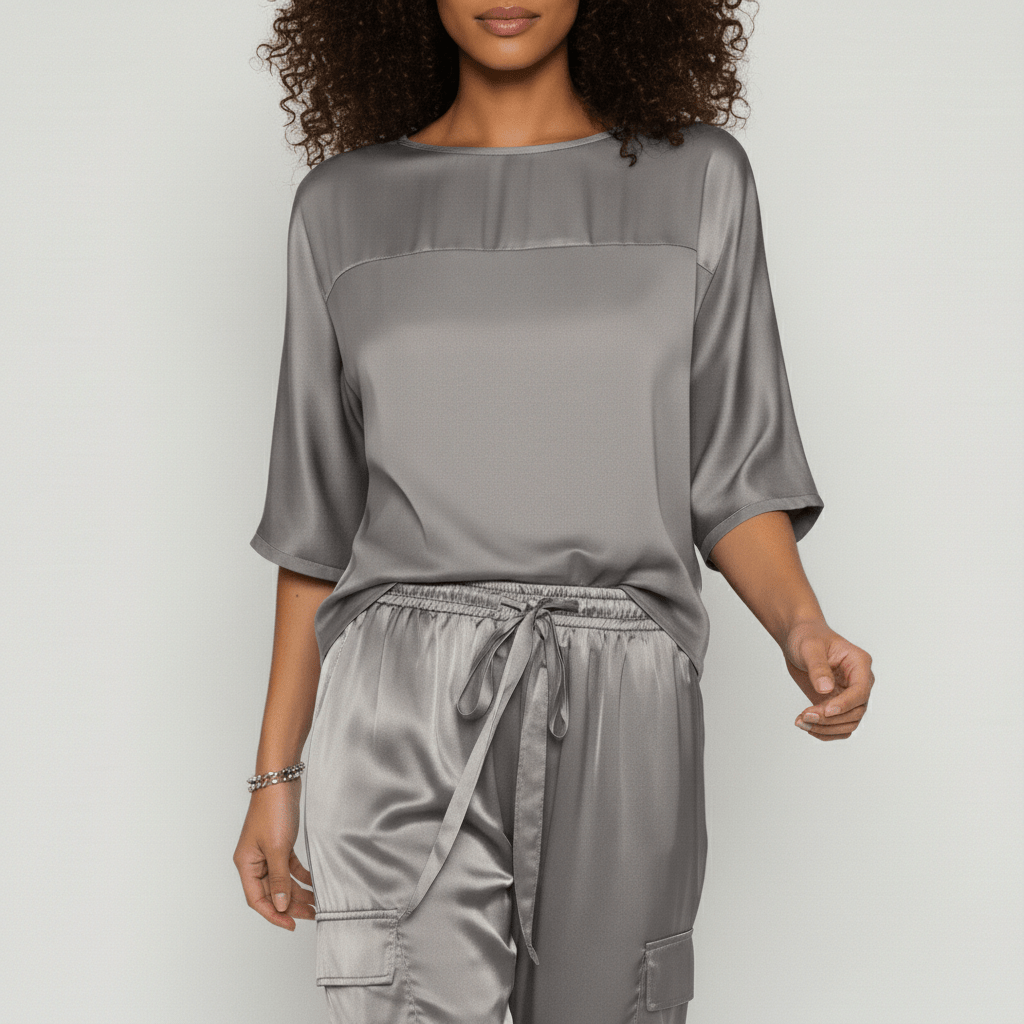 Comfortable Satin Top and Loose Fit Pants Set