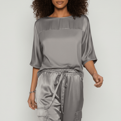 Comfortable Satin Top and Loose Fit Pants Set