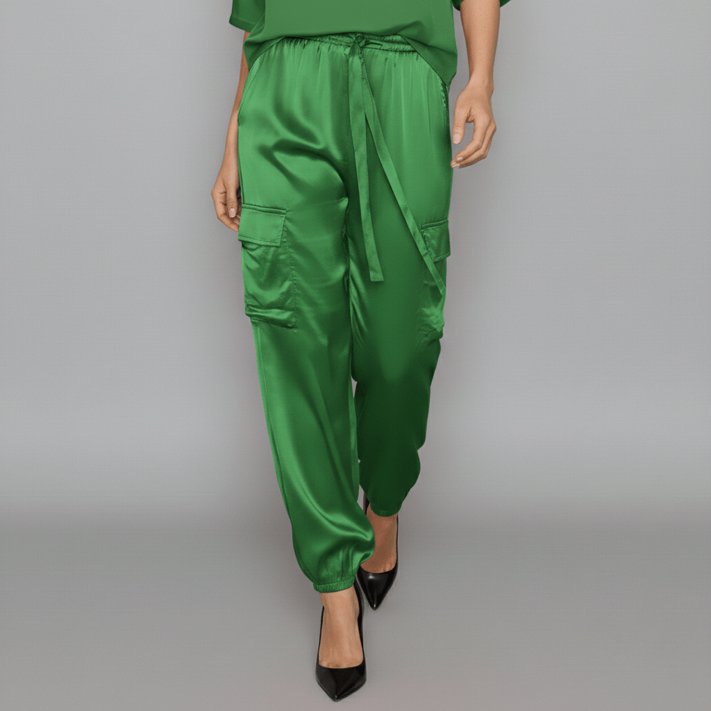 Comfortable Satin Top and Loose Fit Pants Set