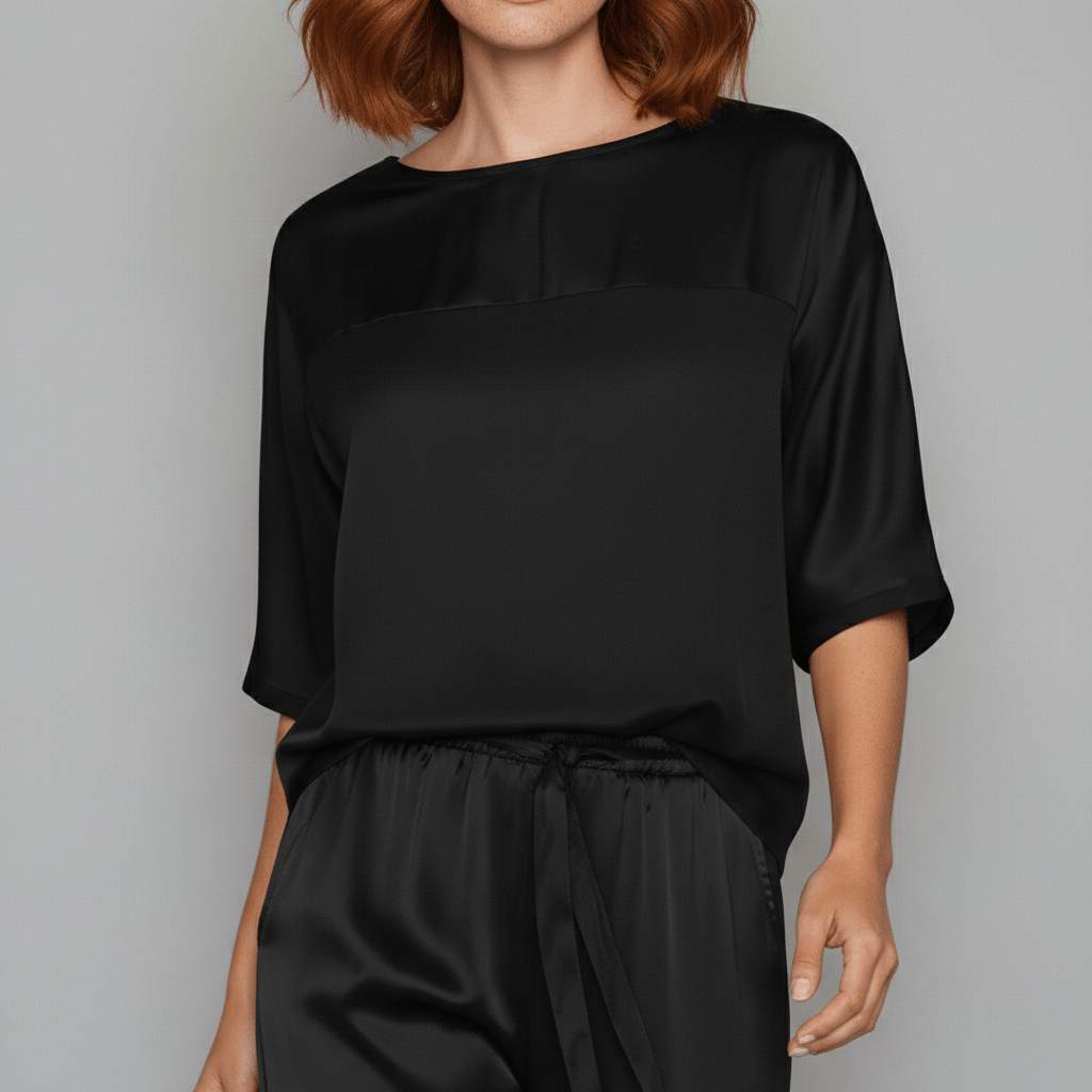 Comfortable Satin Top and Loose Fit Pants Set