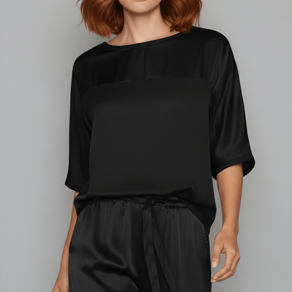 Comfortable Satin Top and Loose Fit Pants Set