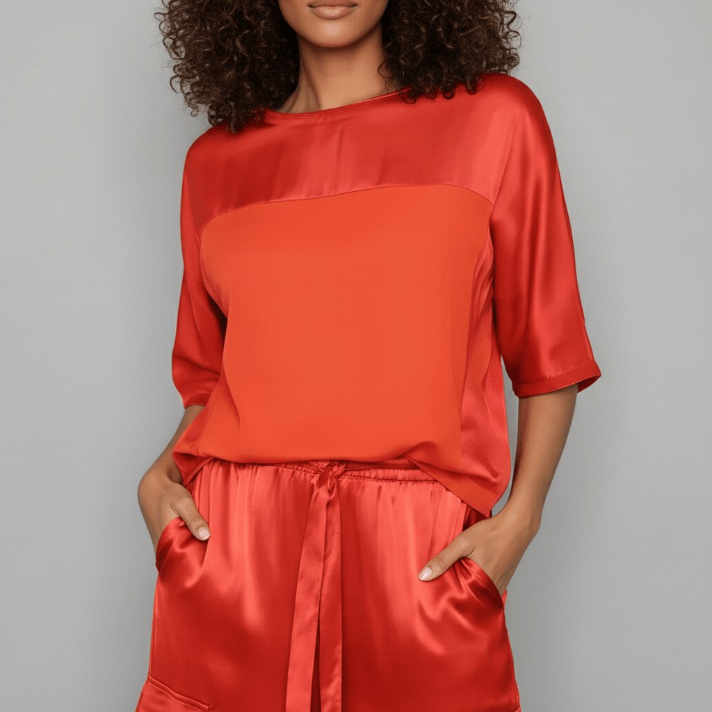 Comfortable Satin Top and Loose Fit Pants Set