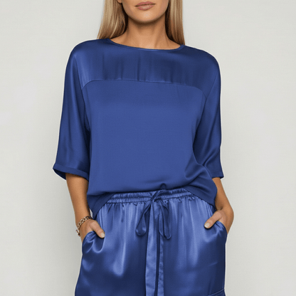 Comfortable Satin Top and Loose Fit Pants Set
