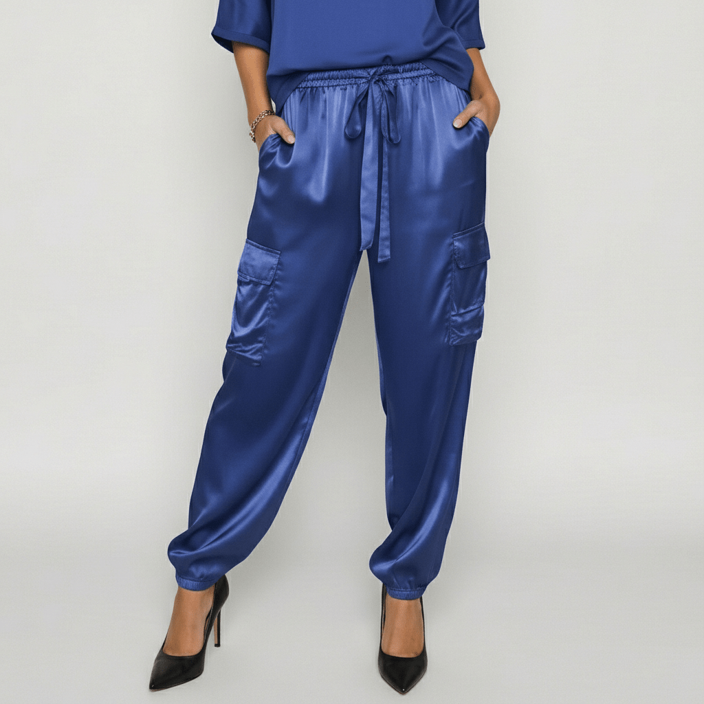 Comfortable Satin Top and Loose Fit Pants Set