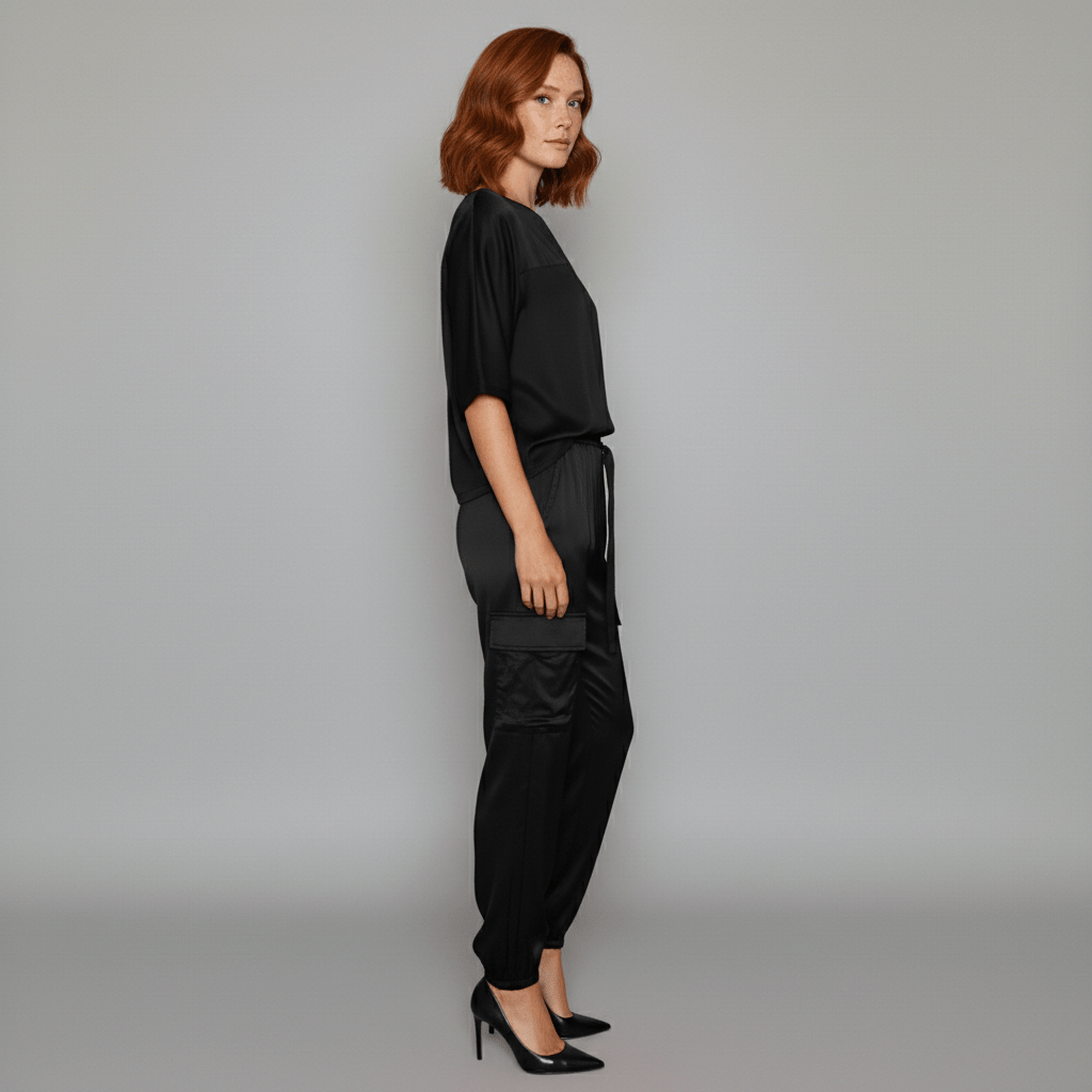 Comfortable Satin Top and Loose Fit Pants Set