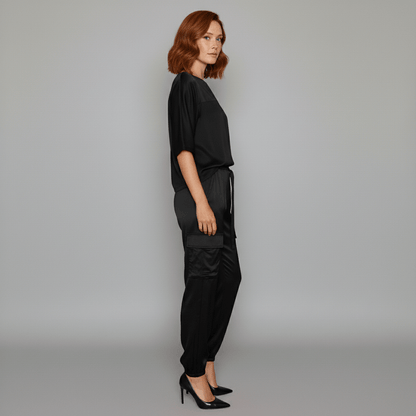 Comfortable Satin Top and Loose Fit Pants Set