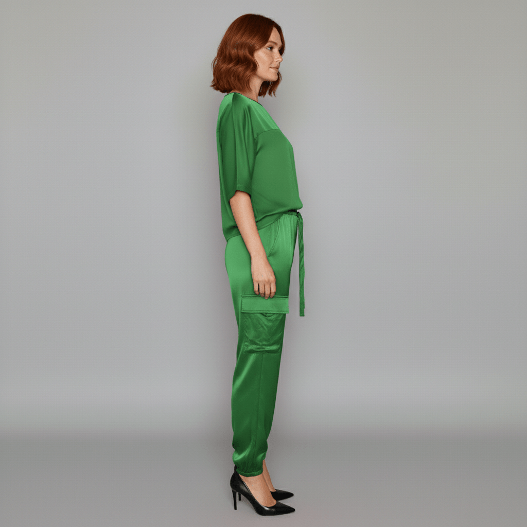 Comfortable Satin Top and Loose Fit Pants Set