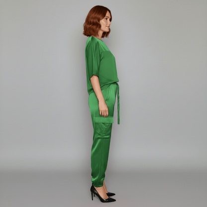 Comfortable Satin Top and Loose Fit Pants Set