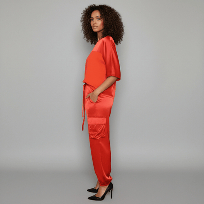 Comfortable Satin Top and Loose Fit Pants Set