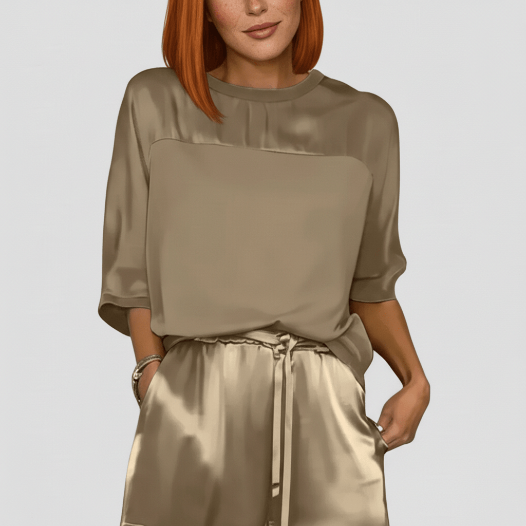 Comfortable Satin Top and Loose Fit Pants Set