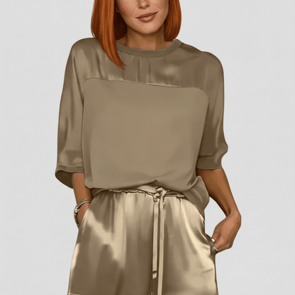 Comfortable Satin Top and Loose Fit Pants Set