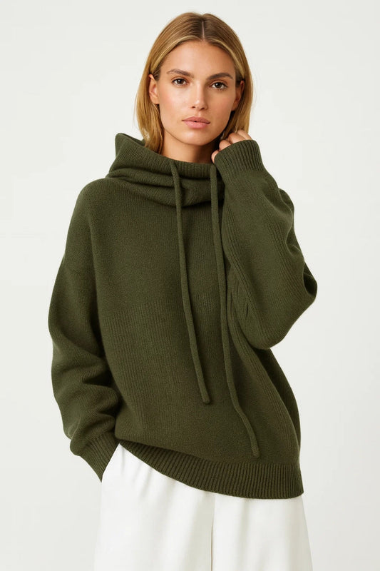 Women's Casual Cotton Oversized Hoodie with High Collar