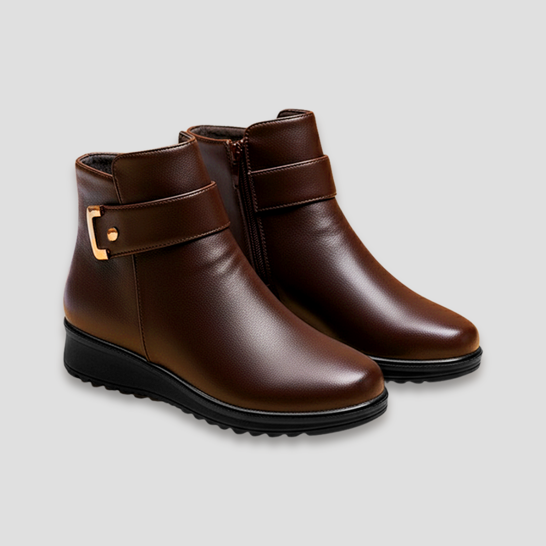 Ladies Low Heel Side Zip Ankle Boots - OutfitLondon