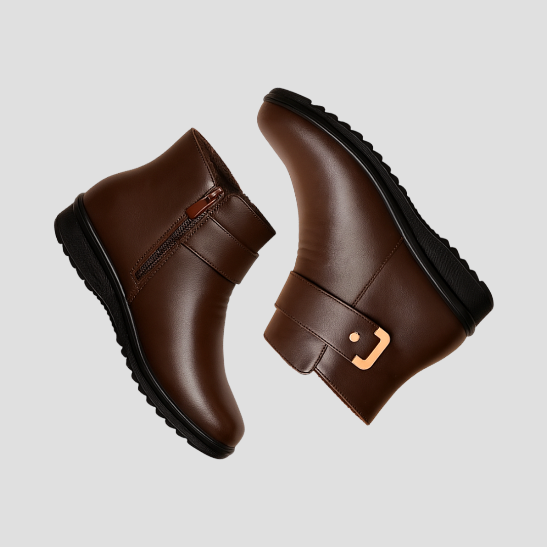 Ladies Low Heel Side Zip Ankle Boots