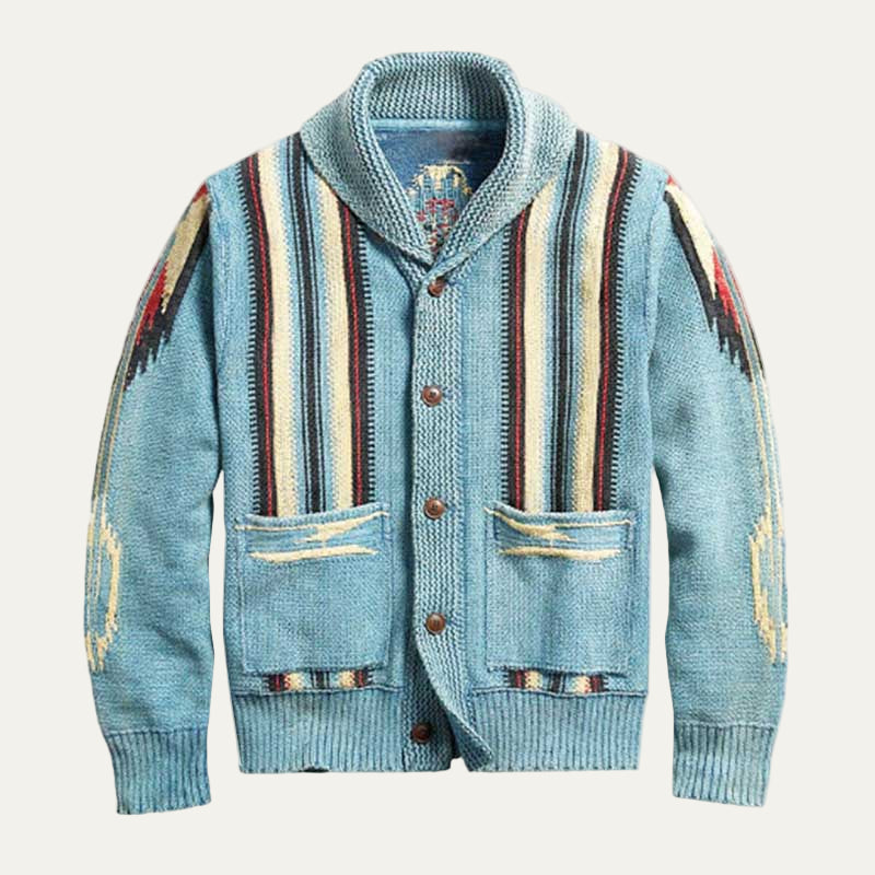 Men's Classic Patterned Open Cardigan Sweater