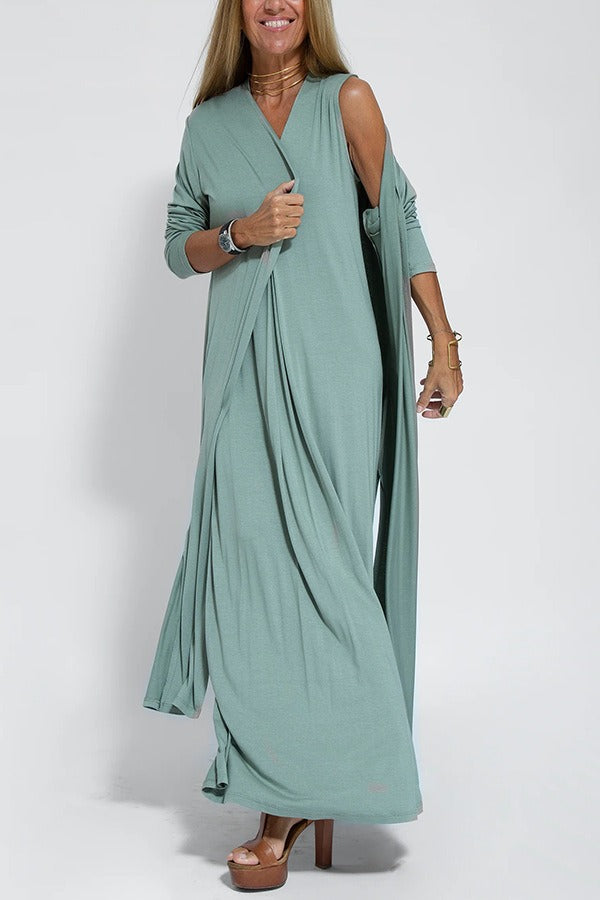 Chic Breathable Maxi Summer Dress with Jacket - OutfitLondon