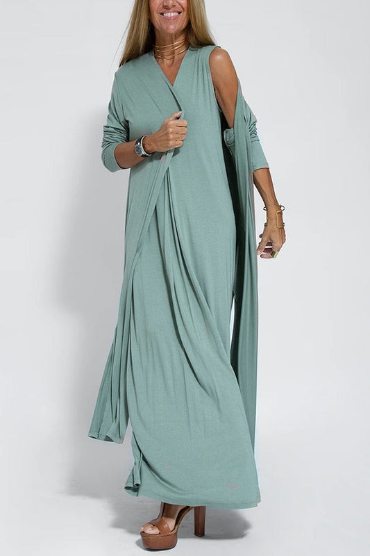 Chic Breathable Maxi Summer Dress with Jacket - OutfitLondon