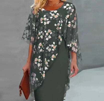 Chic Midi Dress with Lace Overlay