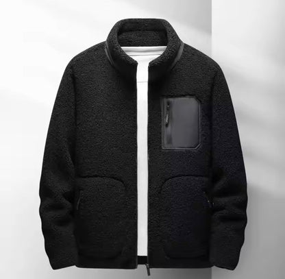 Men's Waterproof Zipper Jacket with High Collar and Pockets