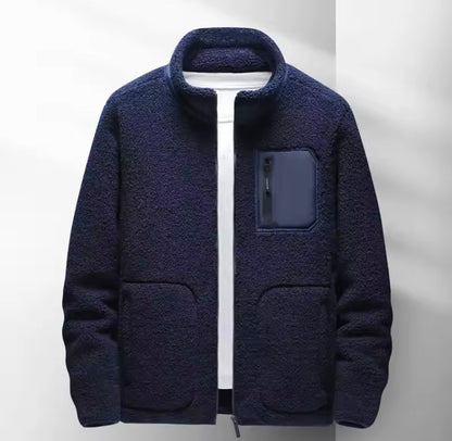 Men's Waterproof Zipper Jacket with High Collar and Pockets