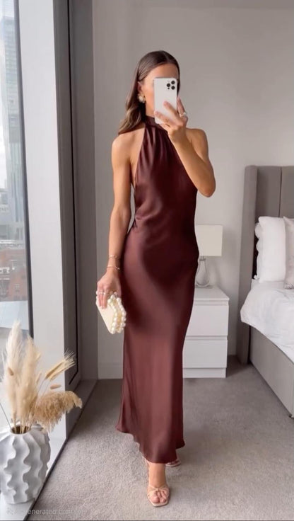 Luxurious Soft Midi Evening Dress for Women - OutfitLondon