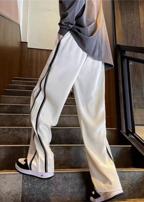 Men's Cotton Patchwork Pants Oversized Fit Black - OutfitLondon