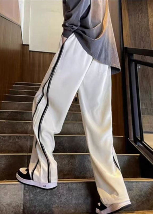 Men's Cotton Patchwork Pants Oversized Fit Black - OutfitLondon