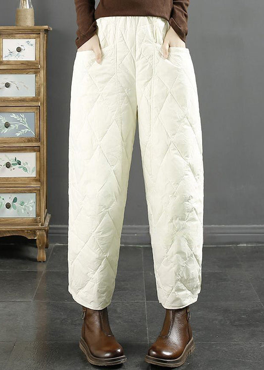 Women's Plaid Winter Pants Soft Cotton Elastic Waist - OutfitLondon