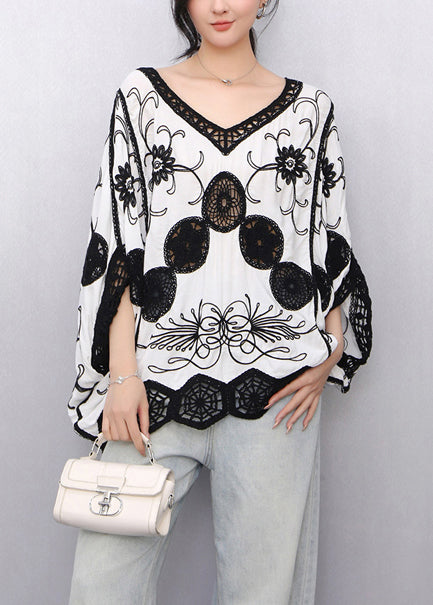 Plus Size Batwing Tank Cotton Blend White - OutfitLondon