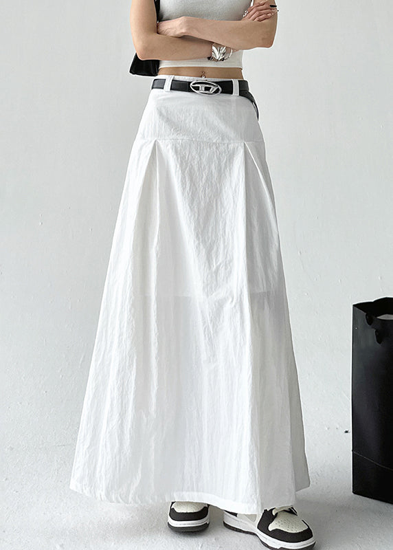 Women's High Waisted Cotton Skirt White - OutfitLondon