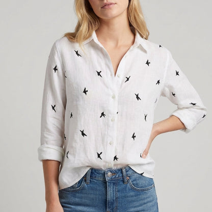 Casual Fit Floral Blouse with Long Sleeves