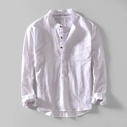 Casual Fit Henley Shirt with Stand Collar