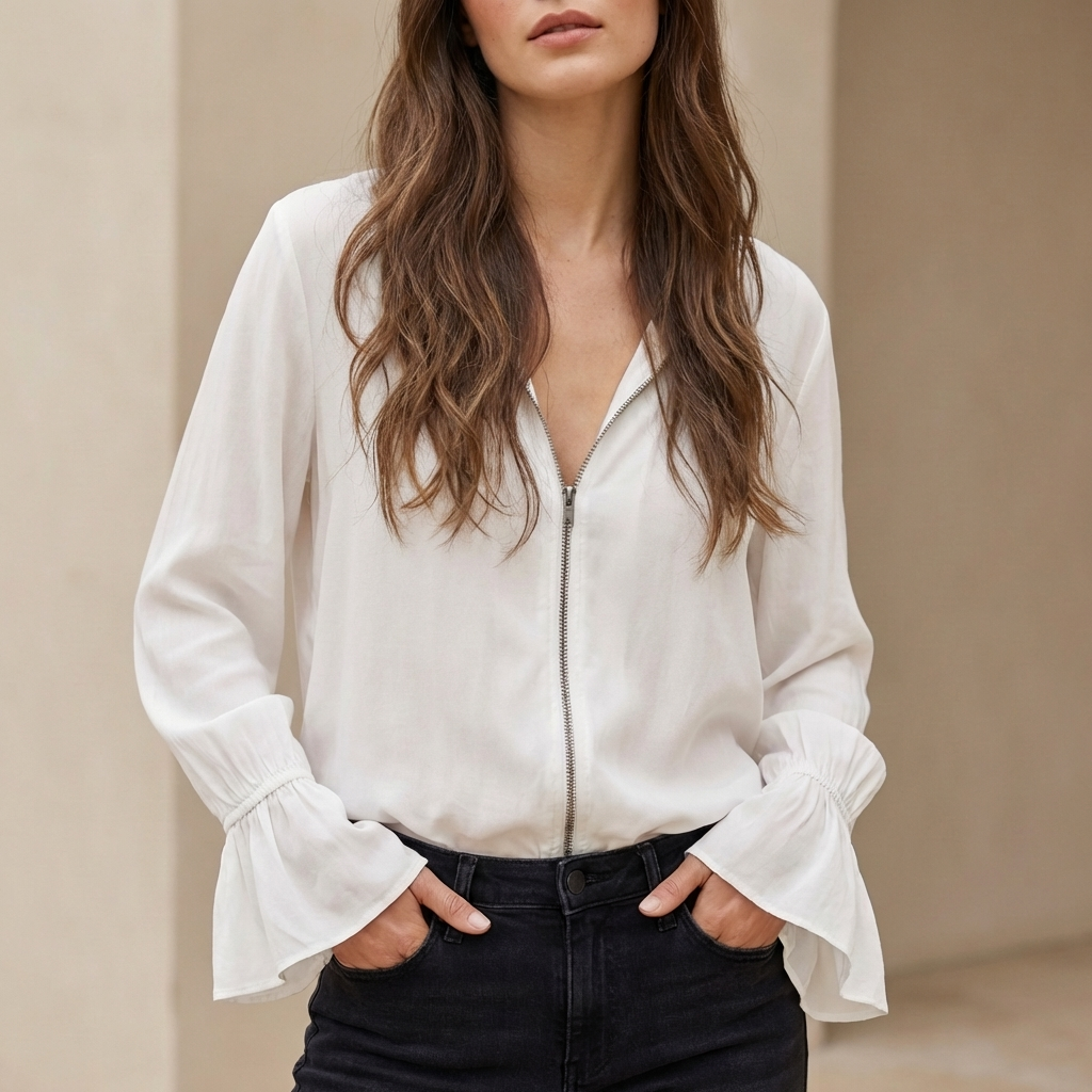 Casual Fit Blouse with Ruffle Details
