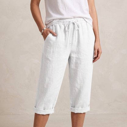 Comfortable Elastic Waist Capri Pants - OutfitLondon