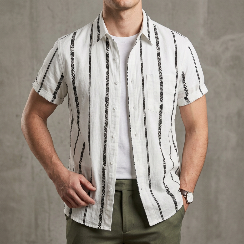 Comfortable Classic Stripe Button Down Shirt - OutfitLondon