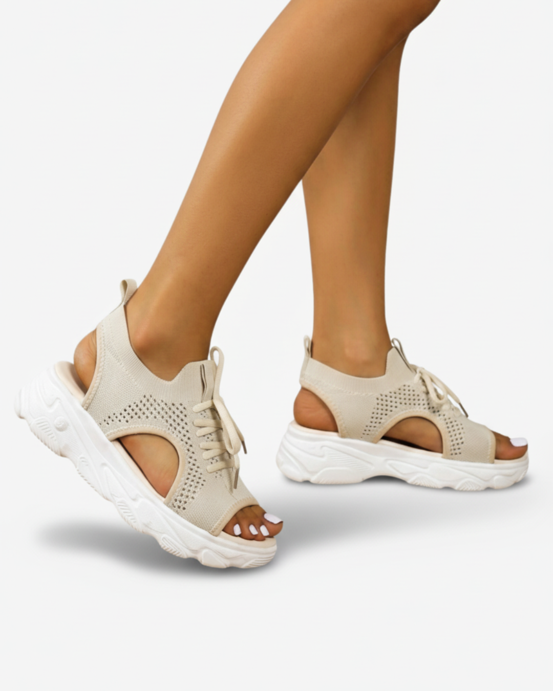 Breathable Mesh Summer Sandals With Lace Up Detail