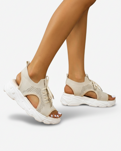 Breathable Mesh Summer Sandals With Lace Up Detail