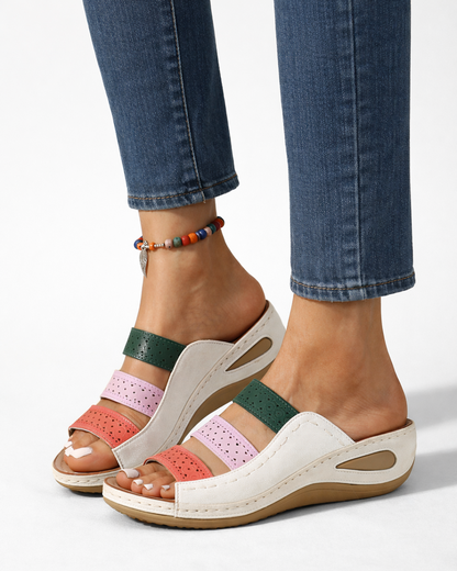 Colorful Wedge Sandals with Adjustable Straps