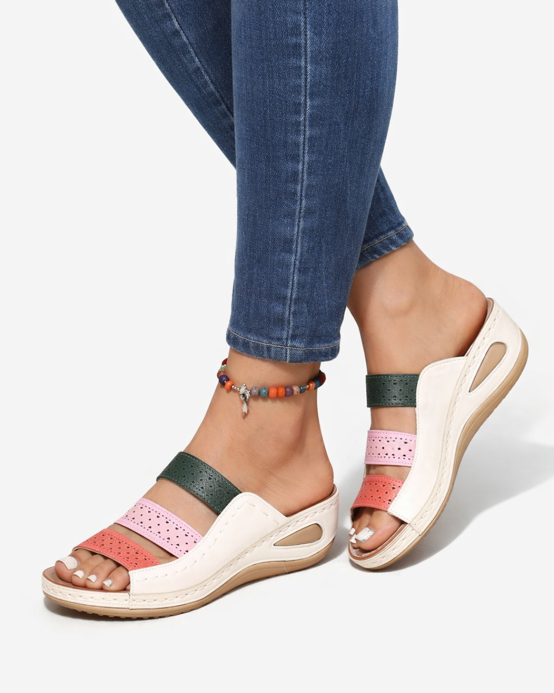Colorful Wedge Sandals with Adjustable Straps
