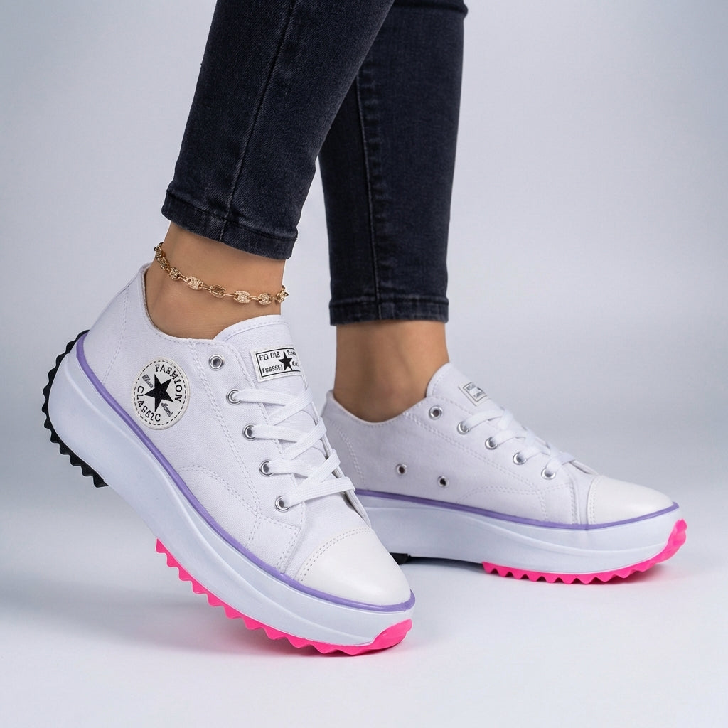 Comfortable Low Top Lace Up Sneakers for Women