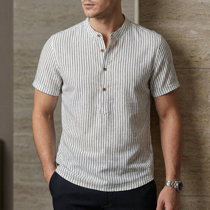 Casual Fit Striped Short Sleeve Mens Shirt