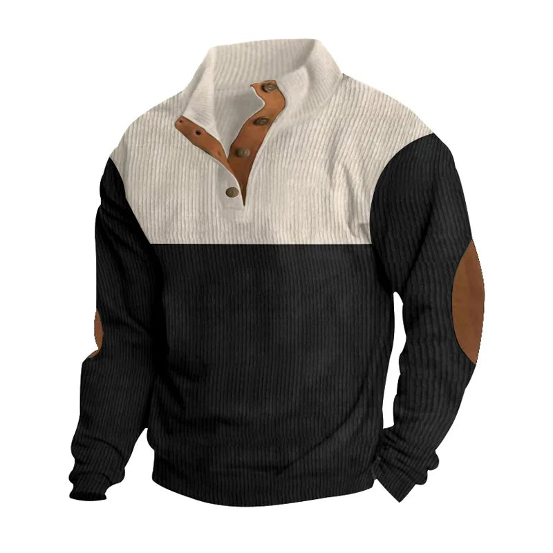 Warm Crew Neck Elbow Patch Sweater