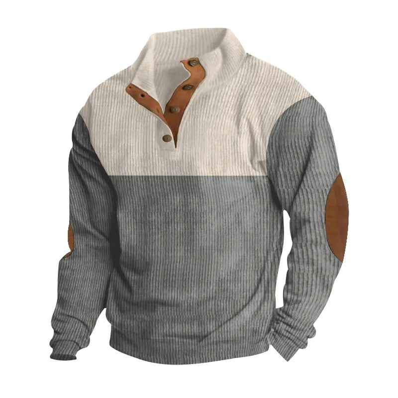 Men's Textured Crew Neck Colorblock Sweater