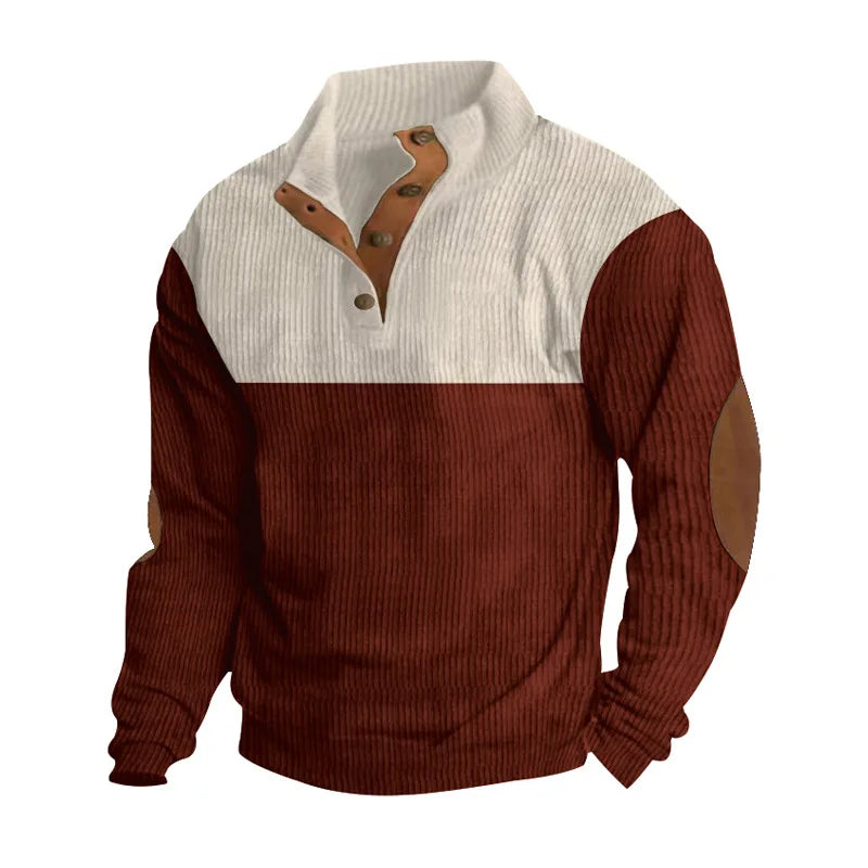Men's Textured Crew Neck Colorblock Sweater