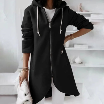 Warm Women's Hooded Coat with Pockets - OutfitLondon
